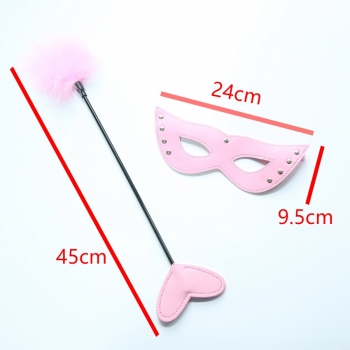 Two pc new pu heart shape feather shoot & rivet blindfolds sexy lingerie accessories