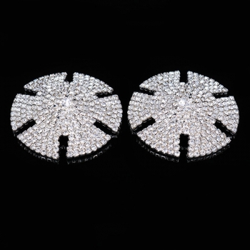 one pair new solid color simple round hexagon rhinestone nipple stickers