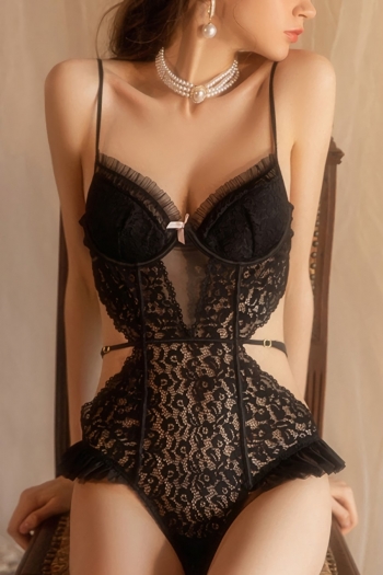 sexy lingerie new lace see through mesh cutout sling backless sexy teddy collection(with underwire)