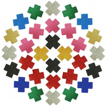 50 pairs new 9 colors disposable best sellers ​cross glitter self-adhesive breathable sexy nipple pad(size:8cm)