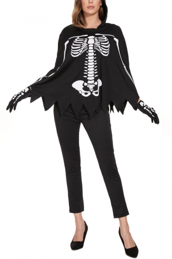 m-xl halloween new cosplay horror death skeleton printing couple cloak set costume(with gloves*2)