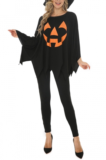 halloween new cosplay magical girl cloak pumpkin printing costume (with hat, no scepter)