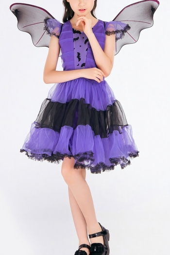 s-2xl plus size halloween princess dress for kid horror witch dress cosplay masquerade costume (with headdress and wings)