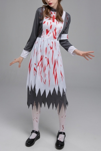 m-2xl halloween game suck blood nurse midi dress cosplay masquerade plus size costume (with one pc nurse cap and pair of socks)