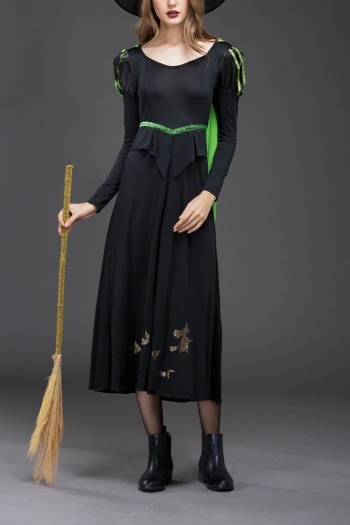 halloween high quality cartoon witch dress with cape cosplay masquerade costume (with one peaked hat)