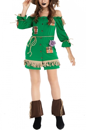 halloween new tassel single-breasted cosplay travel huntress costume(with hat & foot cover)