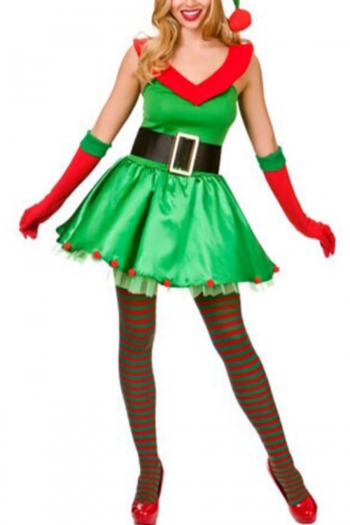 halloween new green velvet fuzzy christmas babydoll(with hat & a pair of gloves,no belt & stockings)