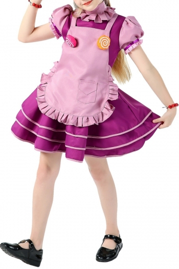 halloween new for kid hat bow & candy *4 decor cosplay candy witch costume(with apron & bracelets*2 & crossbody bag, no candy cane)