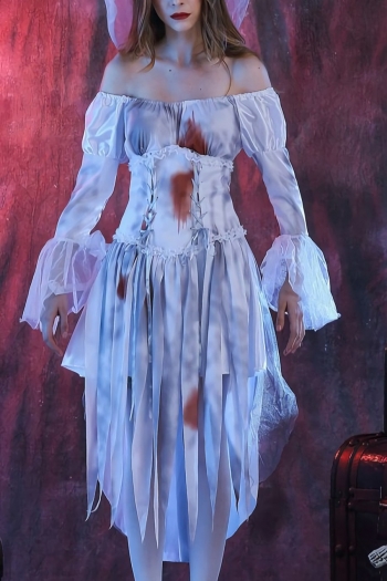 halloween new scary bloody ghost bride cosplay blood stained clothing girl costume (with hair veil & waistband)