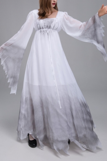 m-2xl plus size halloween new tie-dye long sleeve swing dress cosplay zombie bride costume