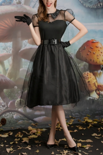 halloween new black witch dress cosplay costume without broom (with pointed hat & gloves & belt)