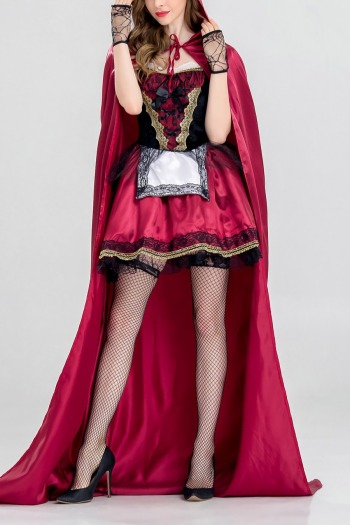 halloween new stylish cosplay little red riding hood queen costume(with hooded cape&lace gloves,no stockings)
