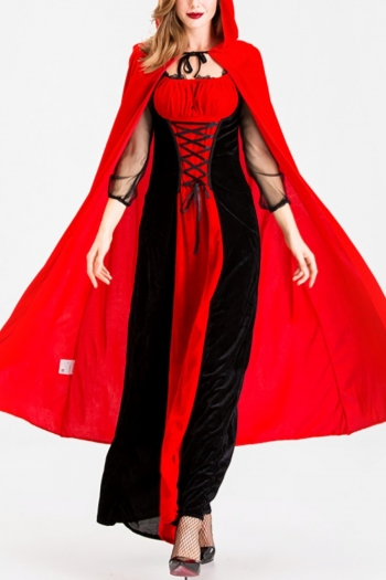halloween new mesh spliced cosplay little red riding hood costume(with hooded cape)