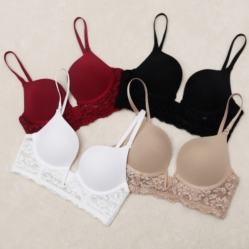 sexy lingerie new best sellers 4 colors lace trim gather the auxiliary breast to prevent sagging bra(with soft underwire)