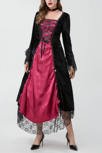 halloween new vintage lace velvet dress cosplay vampire queen dress costume(with neck ring)