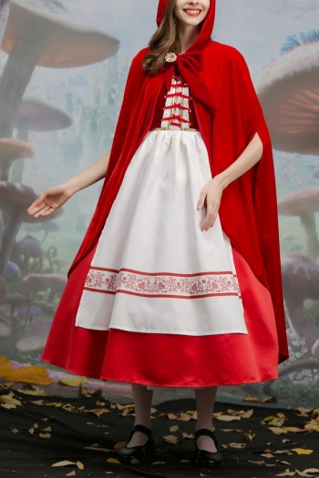 halloween new cloak lace-up zip-up dress cosplay little red riding hood costume