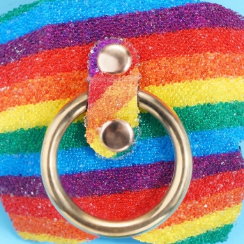 One pc new metal sexy accessories bead flower shape rainbow leather nipple pad  (length:7cm)