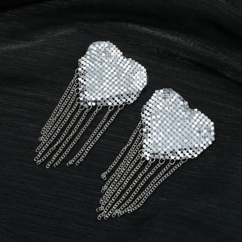 One pair new 2 colors metal tassel sequins heart shape nipple pad(length:6.5cm)
