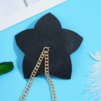 One pc new metal chain leather party flower shape nipple pad set