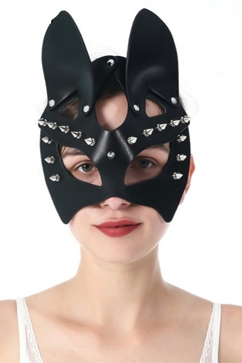one pc new 5 colors allure leather party masquerade rivet sexy cat and rabbit ears mask (length:22cm)