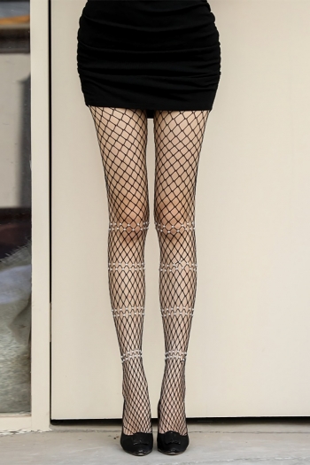 sexy new fishing net pearl decor cutout large grid thin tights