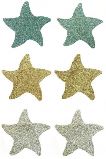 fifty pairs new 8 colors disposable breathable glitter powder starfish nipple pad(width:8cm)