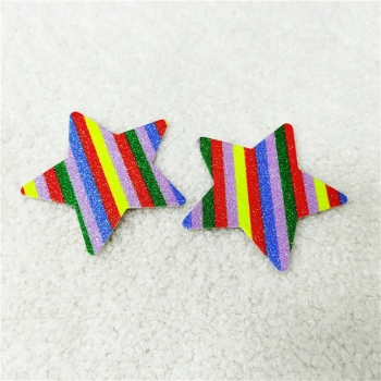 fifty pairs new disposable breathable glitter powder striped rainbow pentagram shape nipple pad(width:8.2cm)