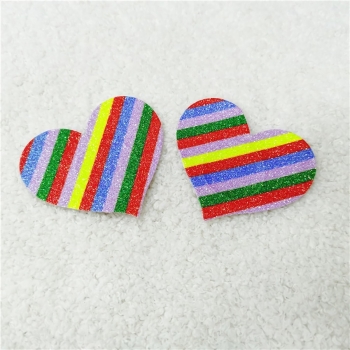 fifty pairs new disposable breathable glitter powder striped rainbow heart shape nipple pad(width:7.5cm)