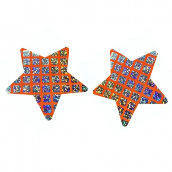 fifty pairs new disposable vacation beach pentagram shape plaid sequins nipple pad(size:8.2cm)