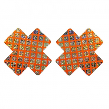 fifty pairs new disposable vacation beach cross shape plaid sequins nipple pad(size:8cm)