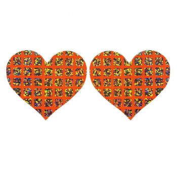 fifty pairs new disposable vacation beach heart shape plaid sequins nipple pad(size:7.7*6.7cm)