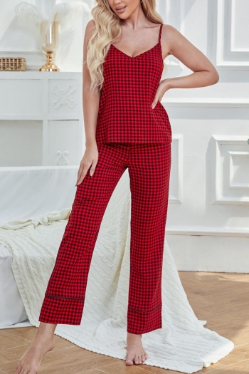 summer new lattice printing sling drawstring loose pants sets loungewear