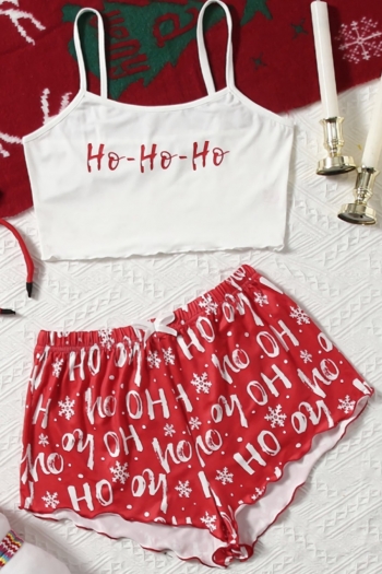 summer new christmas stylish letter snowflake batch printing shorts sets loungewear