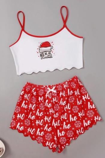 summer new christmas stylish letter snowflake batch printing dainty bow-knot shorts sets loungewear