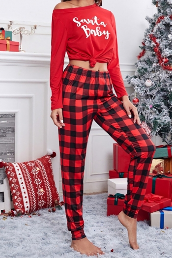 autumn new christmas stylish letter lattice printing pants sets loungewear