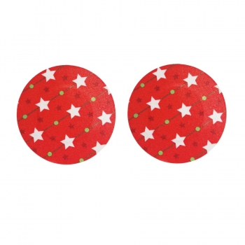 fifty pairs new christmas disposable breathable self-adhesive pentagram pattern round nipple pad(size:6.3cm)