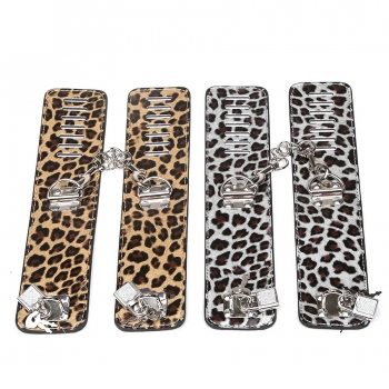 sexy lingerie accessories new 2 colors metal leather leopard adjustable handcuffs (with lock & key)(size:25*5.5cm)