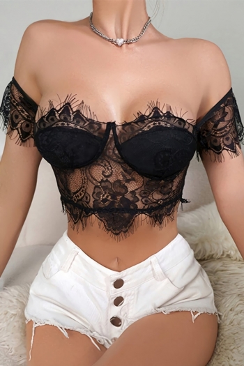 new lace see through mesh spliced off-the-shoulder sexy bralettes(no underwire)