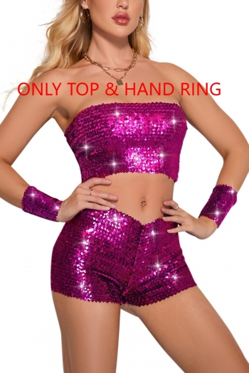 slight stretch 7 colors sequin sexy vest stage costume(with hand ring)