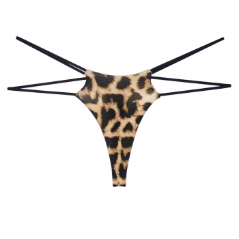 stretch leopard print double seamless strap simple thong(size run small)