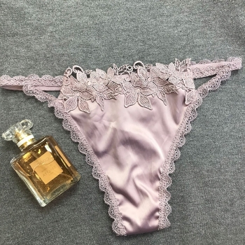 new 2 colors slight stretch satin lace sexy thong(size run small)