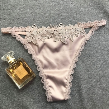New 2 colors slight stretch satin lace sexy thong(size run small)