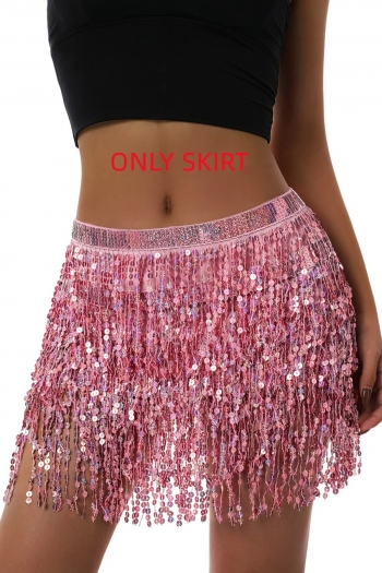 slight stretch 10 colors sequin tassel decor tied belly dance sexy skirt costume
