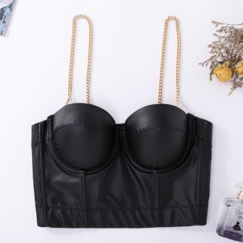 slight stretch leather chain sexy bra(with underwire,75b 80b 85c 90c available for a\b\c cup)