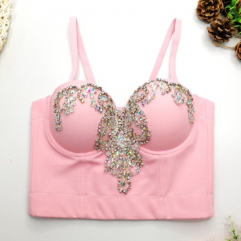 slight stretch rhinestone bra(with underwire,75a 80a 85a 90a available for a\b\c cup)