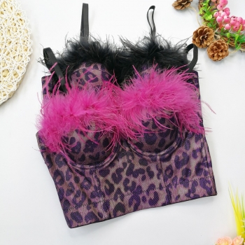 slight stretch leopard feather bra(with underwire,75a 80a 85a 90a available for a\b\c cup)