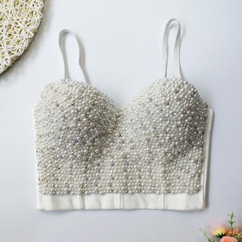 slight stretch pearl rhinestone bra(with underwire,75b 80b 85c 90c available for a\b\c cup)