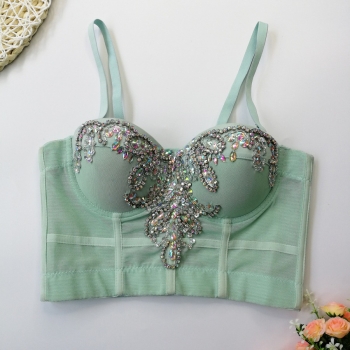 slight stretch mesh rhinestone bra(with underwire,75b 80b 85c 90c available for a\b\c cup)