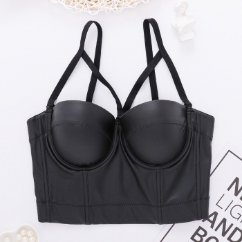 slight stretch sling leather bra vest(with underwire,75b 80b 85c 90c available for a\b\c cup)