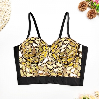 slight stretch rhinestone glass shards bra vest(with underwire,75b 80b 85c 90c available for a\b\c cup)